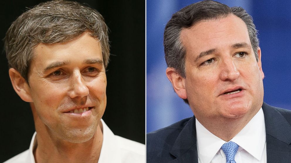 Rep. Beto O'Rourke, D-Texas, during a campaign stop at the University of Texas at Dallas, Sept. 20, 2017, in Richardson, Texas. Sen. Ted Cruz, R-Texas, at the Conservative Political Action Conference (CPAC) in Oxon Hill, Md., Feb. 22, 2018.