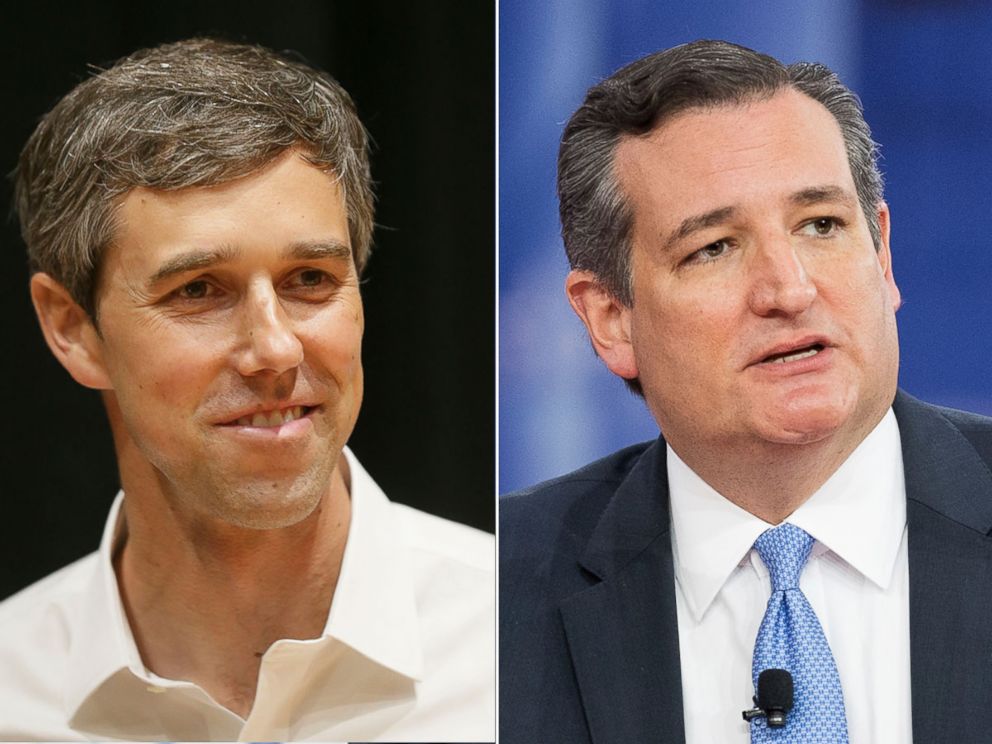 PHOTO: Rep. Beto ORourke, D-Texas, during a campaign stop at the University of Texas at Dallas, Sept. 20, 2017, in Richardson, Texas | Sen. Ted Cruz, R-Texas, at the Conservative Political Action Conference (CPAC) in Oxon Hill, Md., Feb. 22, 2018.