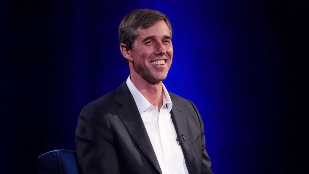 PHOTO: Beto O'Rourke speaks to Oprah Winfrey on stage during a taping of her TV show in the Manhattan borough of New York, New York, Feb. 5, 2019. 