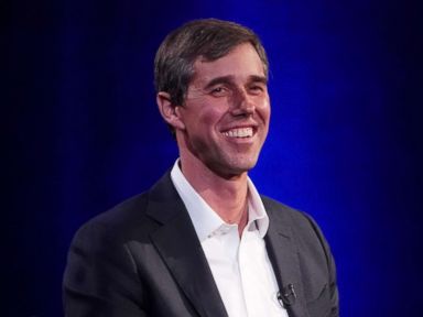 PHOTO: Beto ORourke speaks to Oprah Winfrey on stage during a taping of her TV show in the Manhattan borough of New York, New York, Feb. 5, 2019.