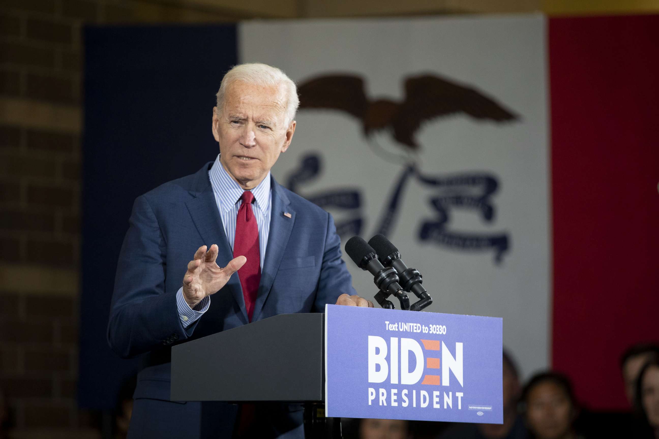 PHOTO: Former U.S. Vice President Joe Biden, 2020 Democratic presidential candidate, speaks during a campaign event in Davenport, Iowa, U.S., on Wednesday, Oct. 16, 2019.