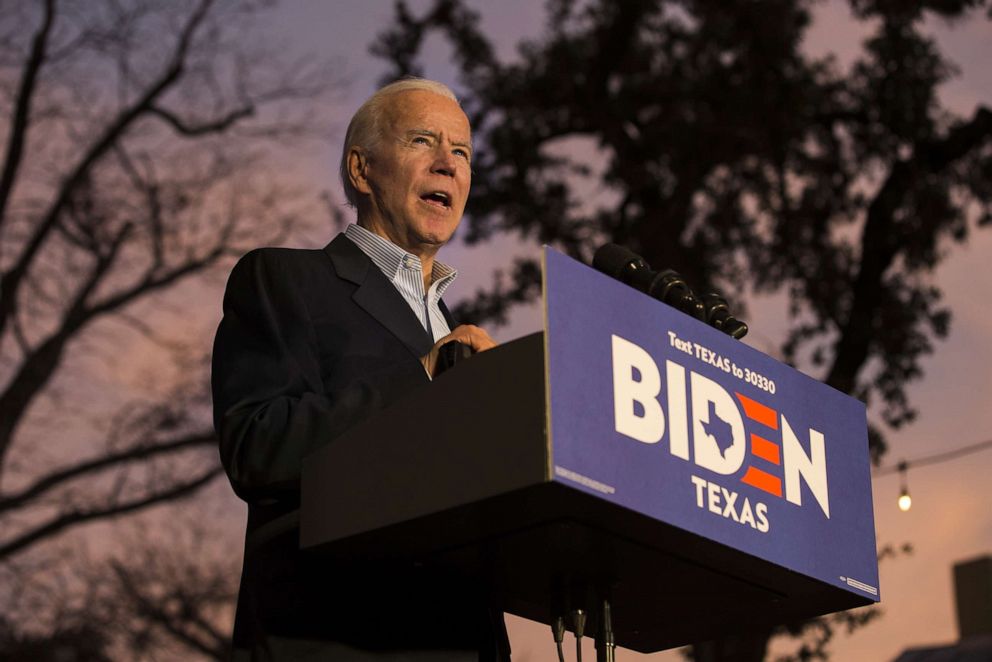 PHOTO: Democratic presidential candidate and former U.S. Vice President Joe Biden speaks at a community event while campaigning on December 13, 2019 in San Antonio, Texas. Texas will hold its Democratic primary on March 3, 2020..