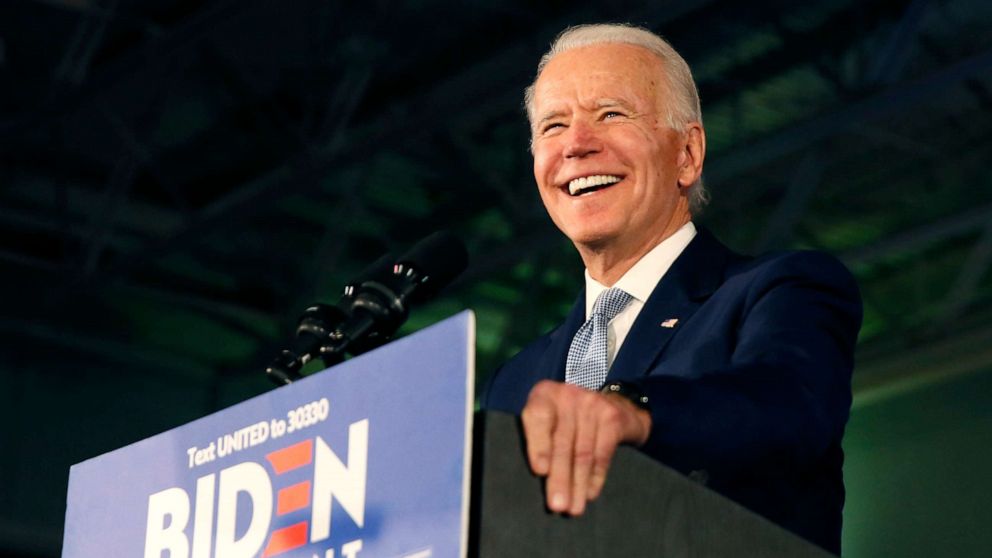 PHOTO: Democratic U.S. presidential candidate and former Vice President Joe Biden addresses supporters at his South Carolina primary night rally in Columbia, South Carolina, Feb. 29, 2020.