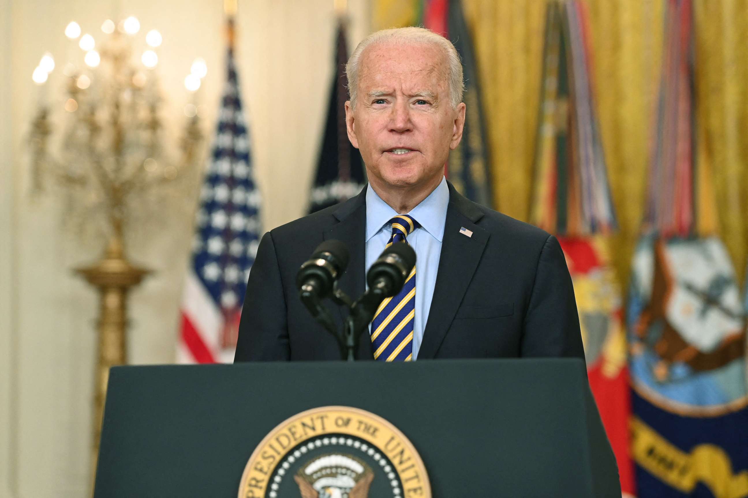 PHOTO: President Joe Biden speaks about the situation in Afghanistan from the East Room of the White House, July 8, 2021.