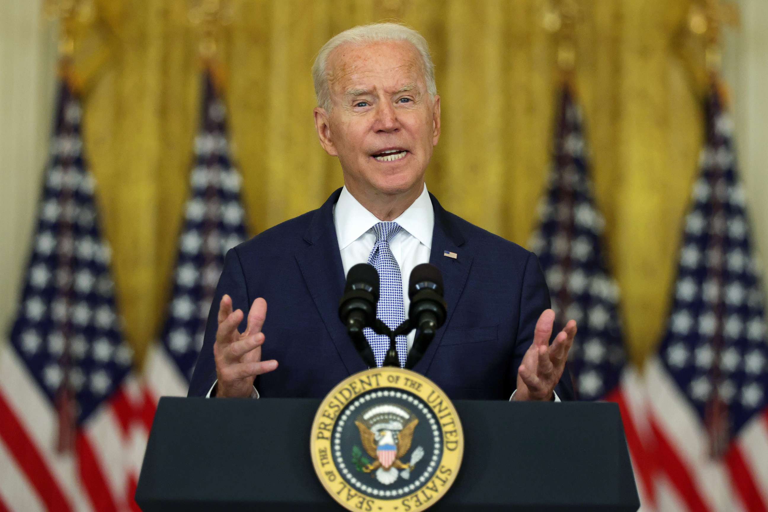 PHOTO: President Joe Biden said how his Build Back Better agenda will lower prescription drug prices at the White House, Aug. 12, 2021.