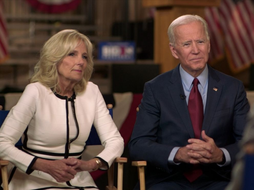 PHOTO: Jill and Joe Biden speak with ABC News Robin Roberts, April 29, 2019.