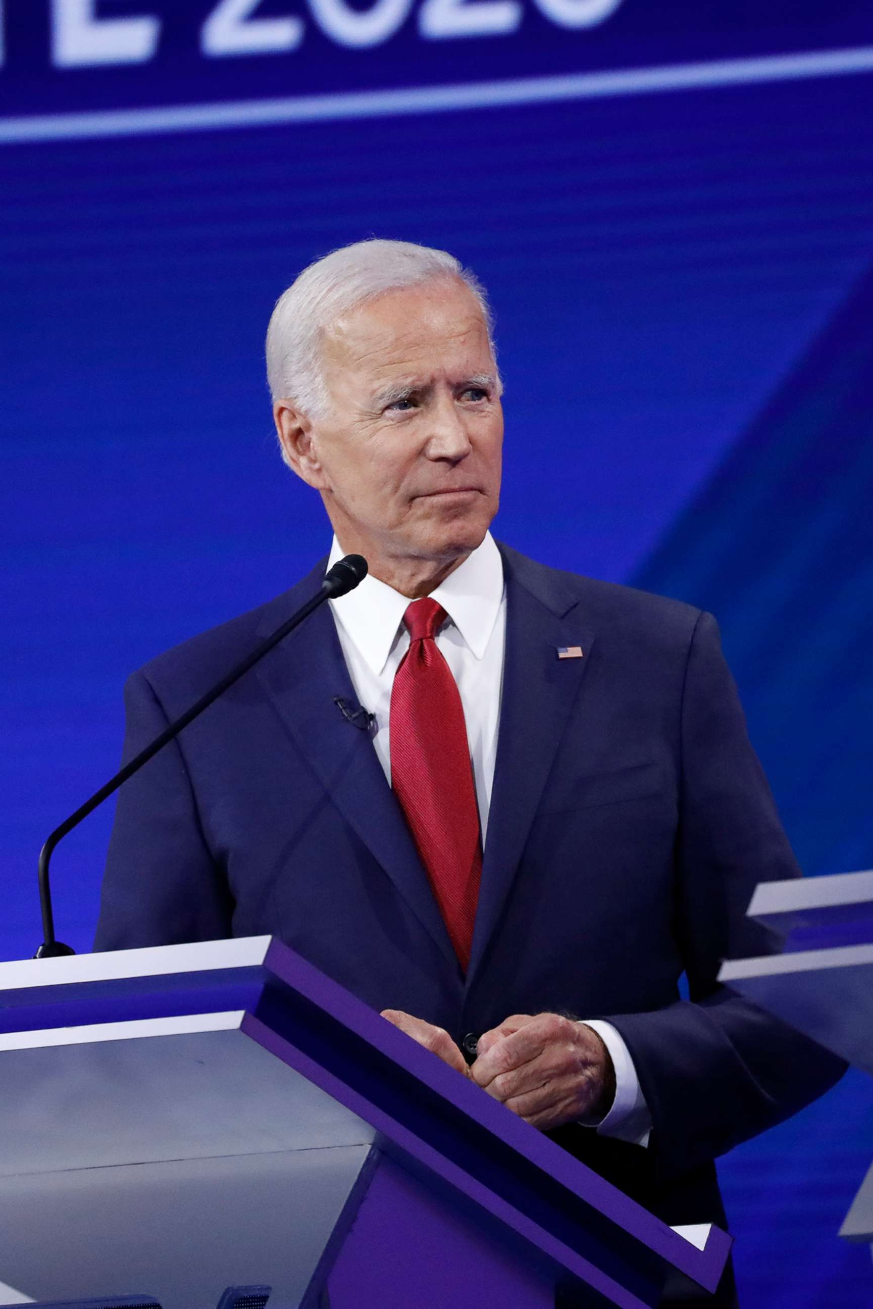 PHOTO: Former Vice President Joe Biden at the Democratic debate from Texas Southern University's Health & PE Center in Houston, Texas, Sept. 12, 2019. 