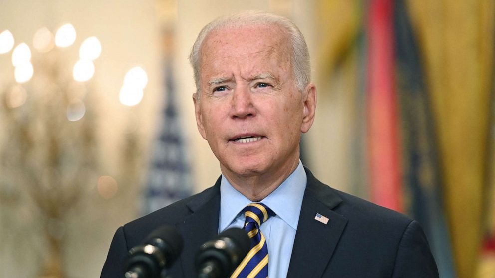 PHOTO: President Joe Biden speaks about the situation in Afghanistan from the East Room of the White House, July 8, 2021.