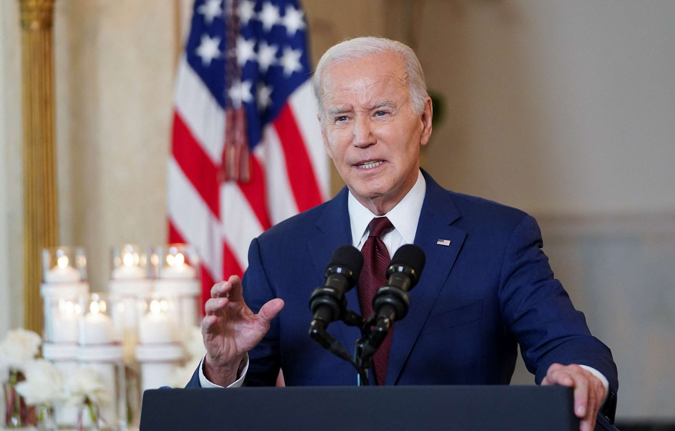 PHOTO: President Joe Biden speaks a year after the school shooting at Robb Elementary School in Uvalde, Texas, during an event at the White House, May 24, 2023.