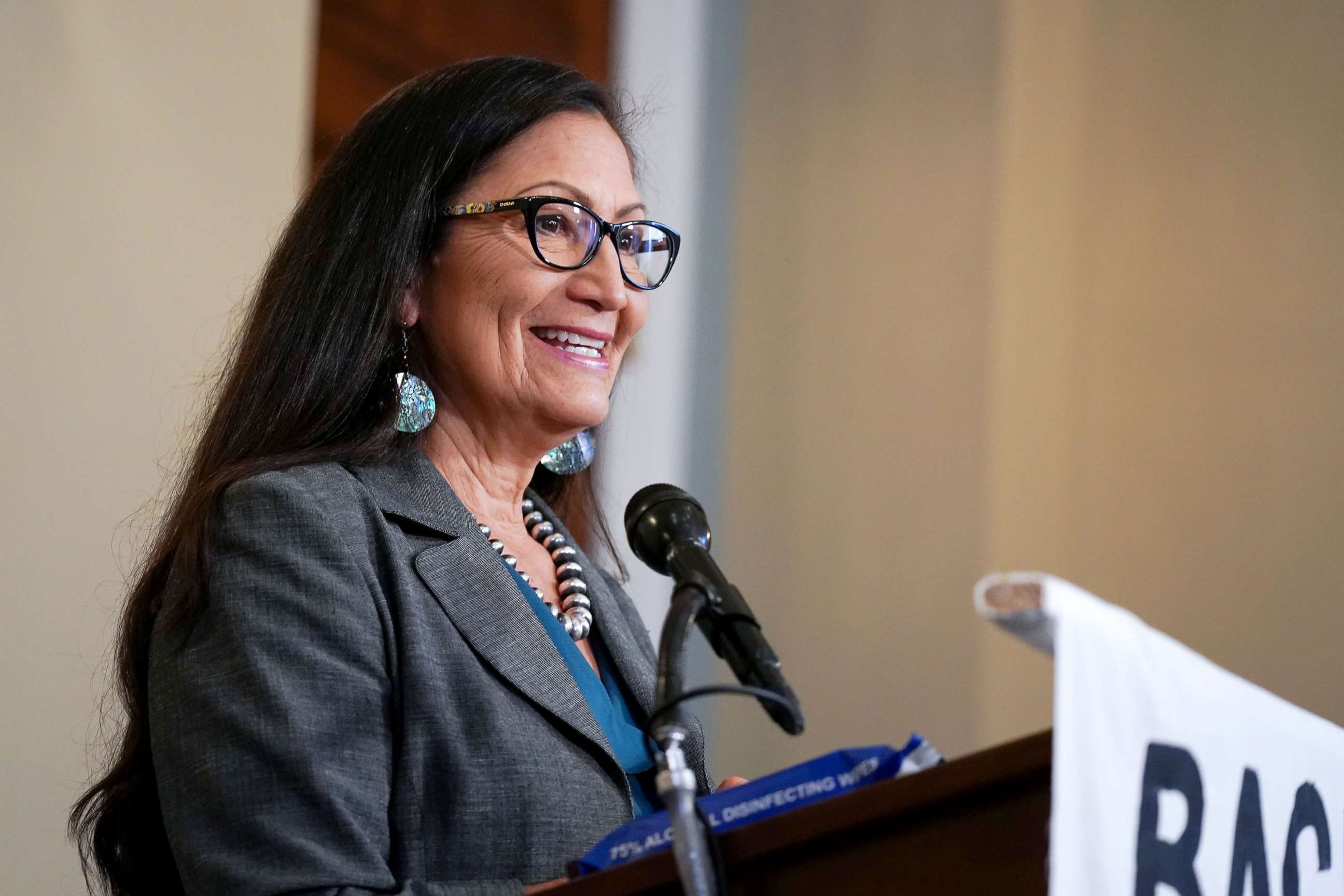 PHOTO: Rep. Deb Haaland at the Back the Thrive Agenda press conference in Washington, Sept. 10, 2020.