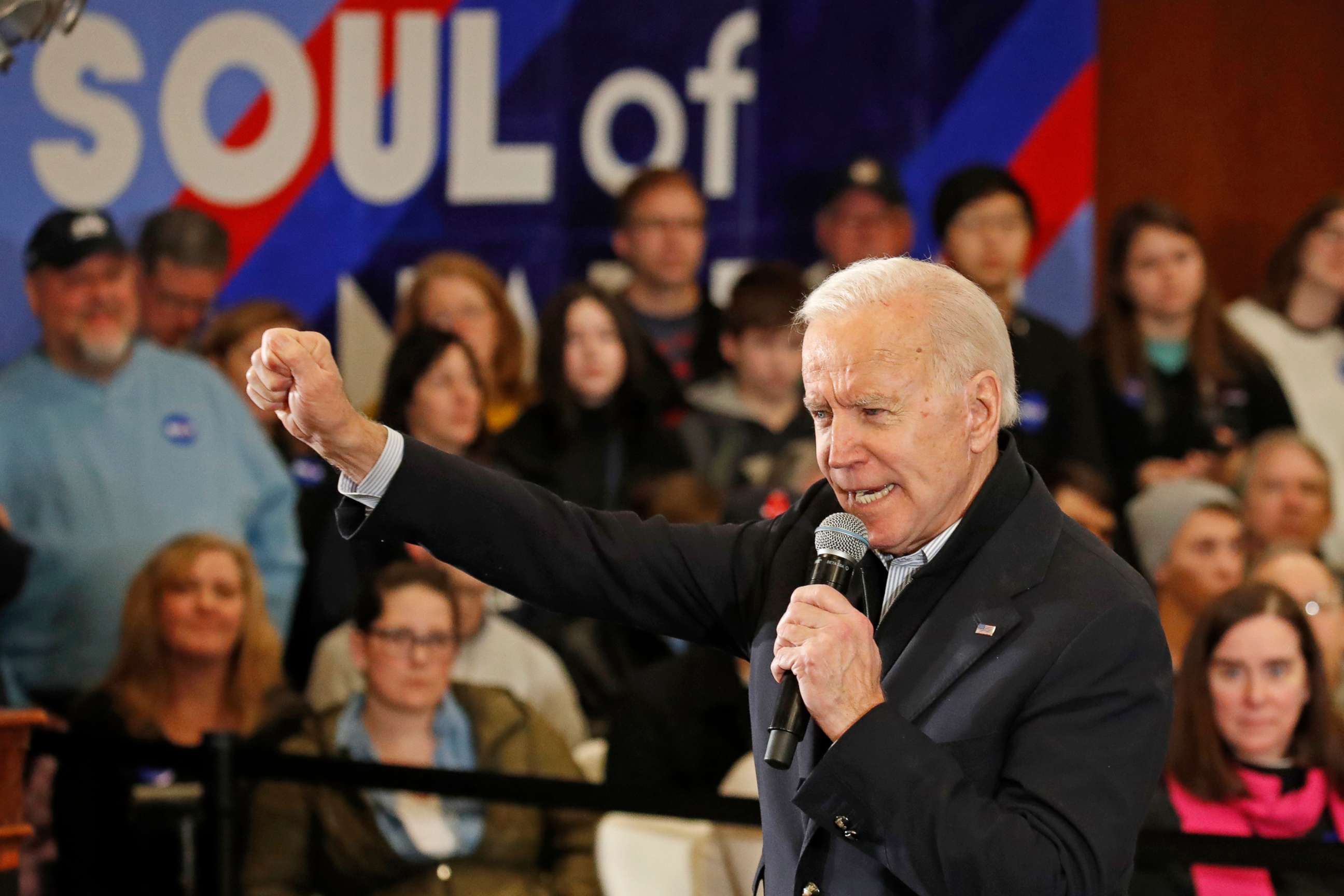 PHOTO: Democratic presidential candidate former Vice President Joe Biden speaks at a campaign event, Feb. 9, 2020, in Hampton, N.H.