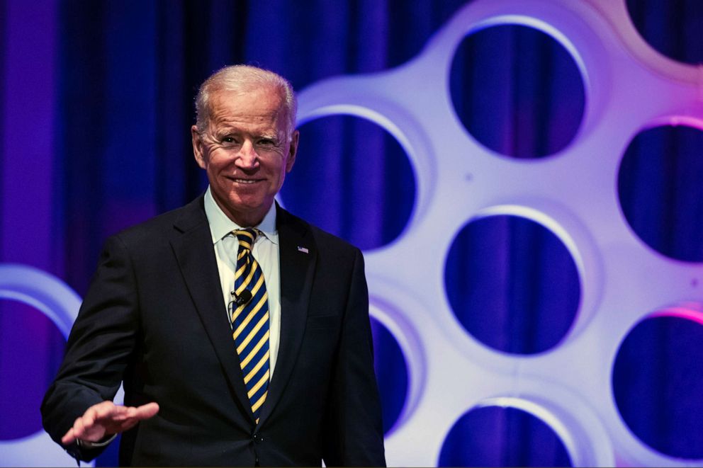 PHOTO: Former Vice President Joe Biden arrives for a forum on the opioid epidemic, at the University of Pennsylvania in Philadelphia, April 11, 2019. 