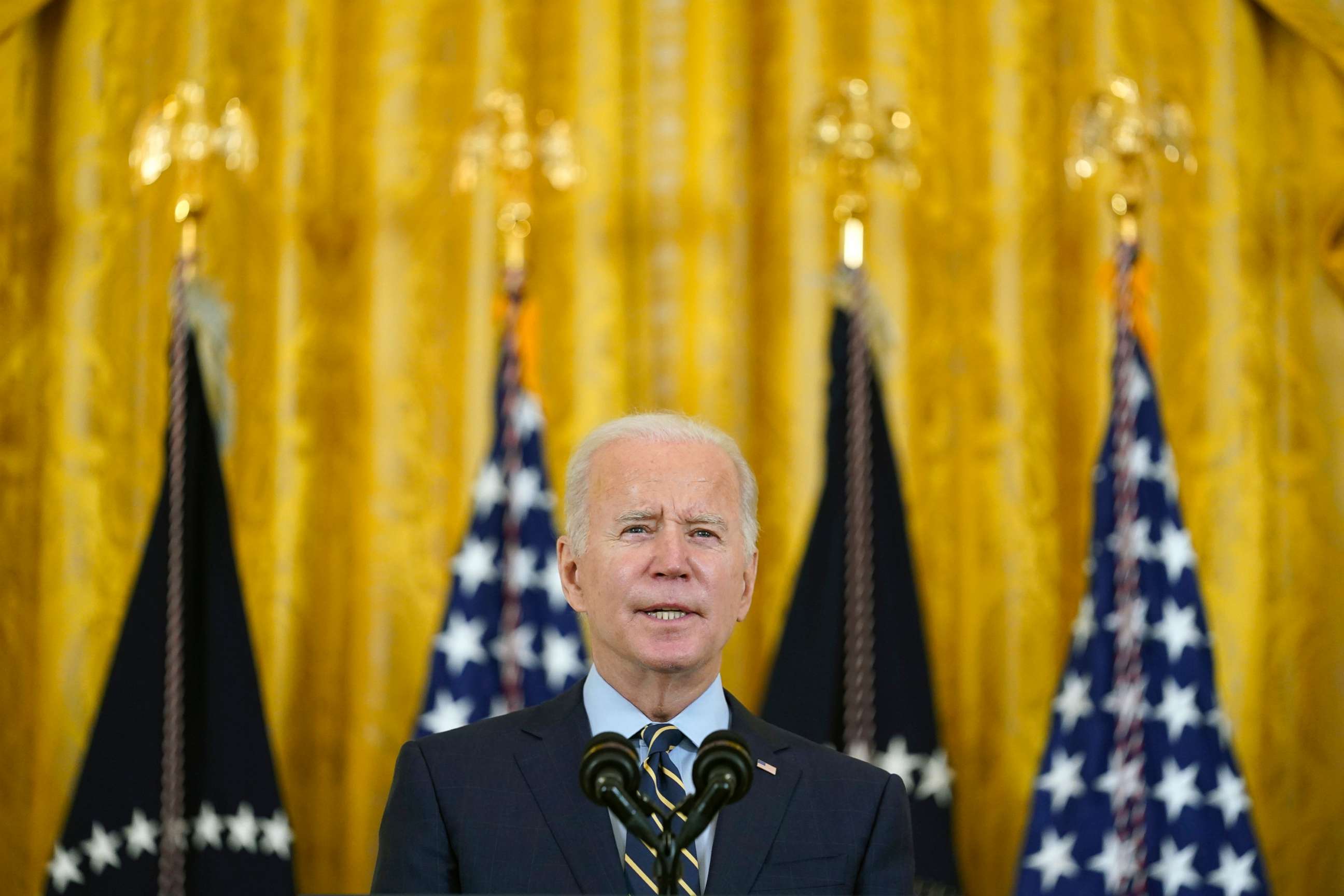 PHOTO: President Joe Biden speaks from the East Room of the White House in Washington, D.C., Dec. 6, 2021, on his administrations plans to lower the costs of prescription drugs.