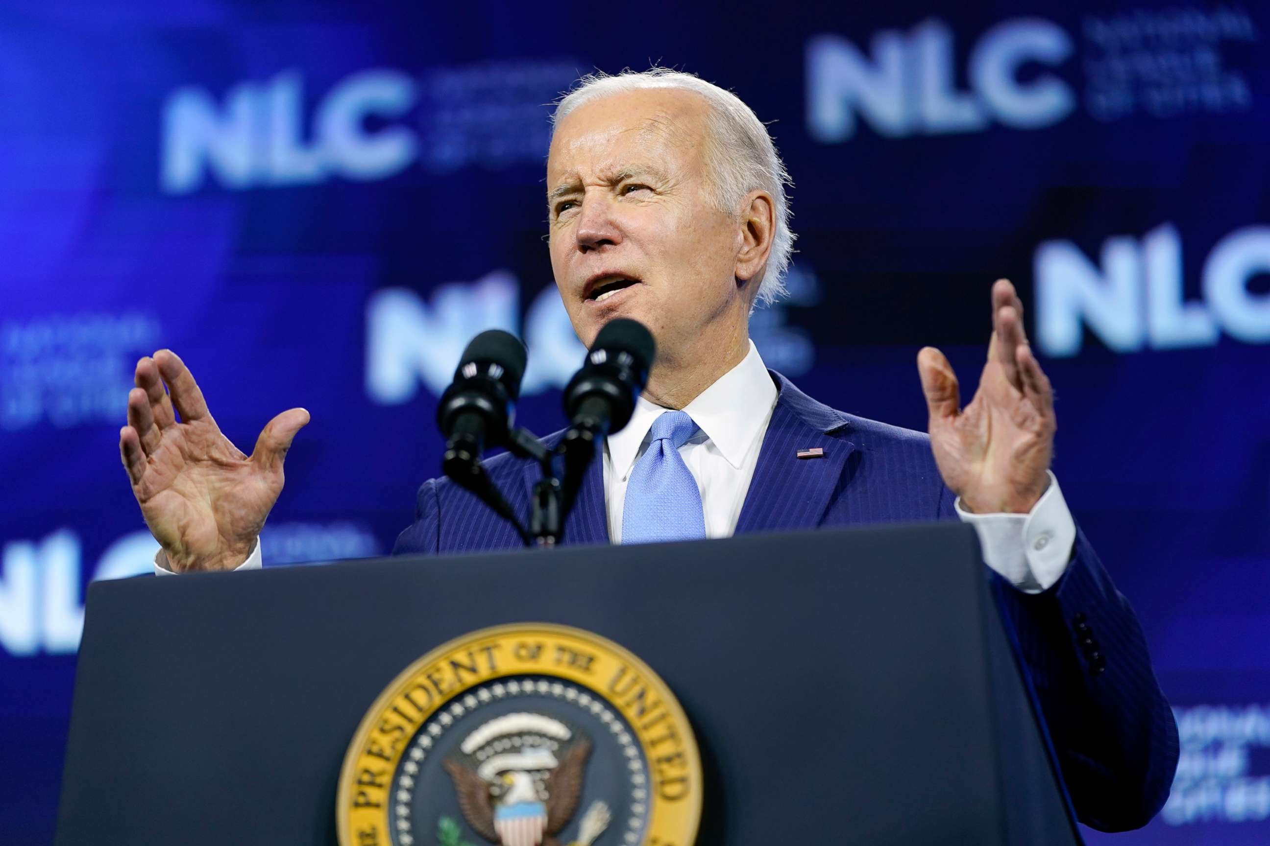 PHOTO: President Joe Biden speaks at the National League of Cities Congressional City Conference, on March 14, 2022, in Washington, D.C.