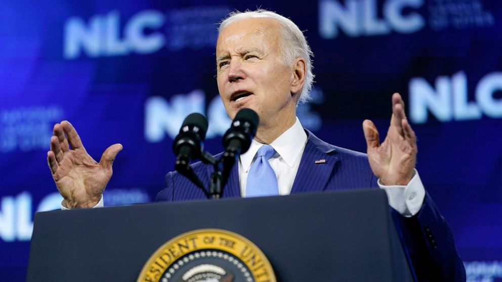PHOTO: President Joe Biden speaks at the National League of Cities Congressional City Conference, on March 14, 2022, in Washington, D.C.