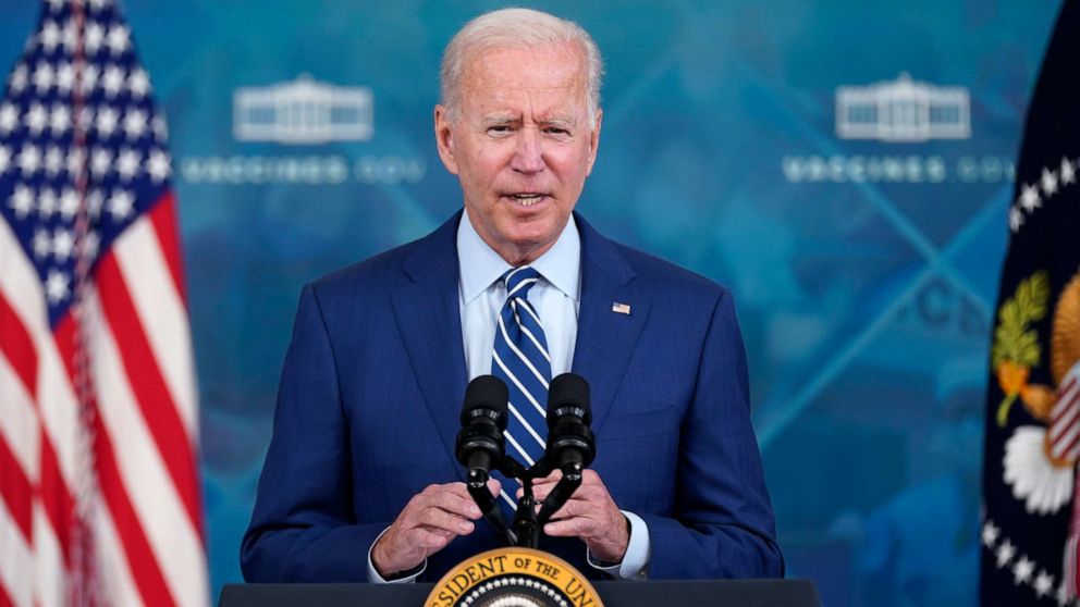 PHOTO: President Joe Biden delivers remarks on COVID-19 during an event in the South Court Auditorium on the White House campus, Sept. 27, 2021, in Washington.