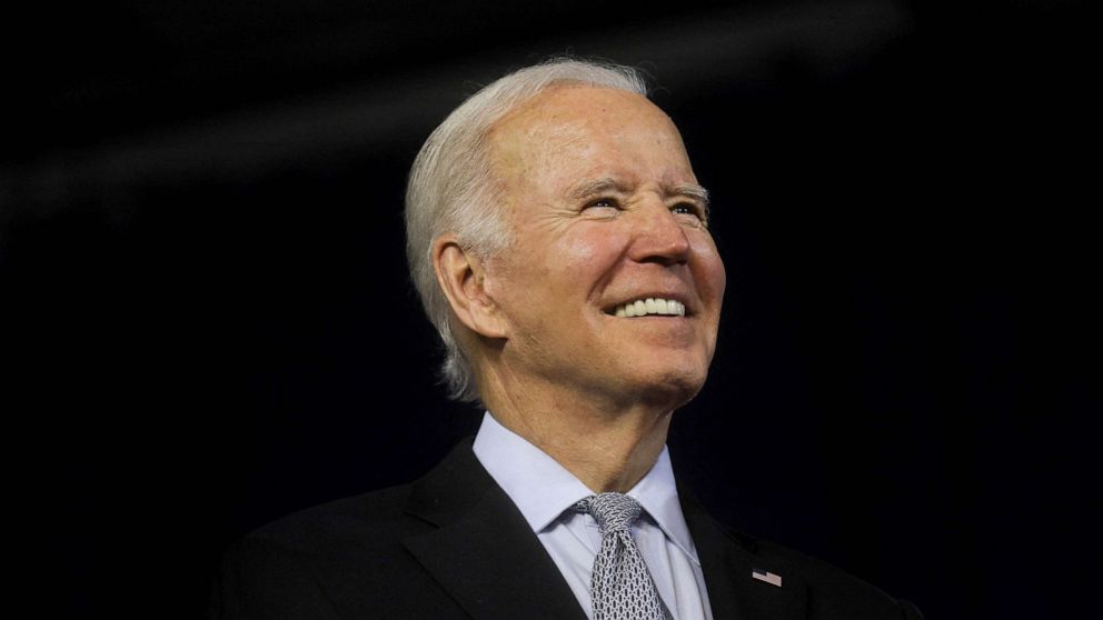 U.S. President Joe Biden attends a campaign rally, Nov.7, 2002, in Bowie, Md.