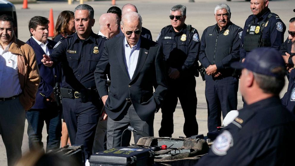 PHOTO: President Joe Biden tours El Paso port of entry, Bridge of the Americas, a busy port of entry along the border, in El Paso Texas, Jan. 8, 2023.