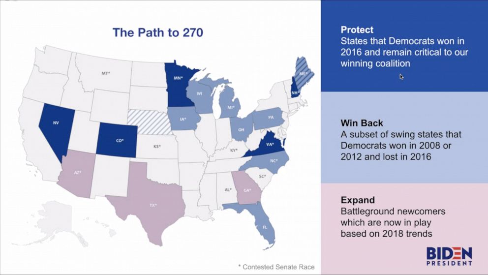 PHOTO: A map from a Biden campaign presentation is seen here.