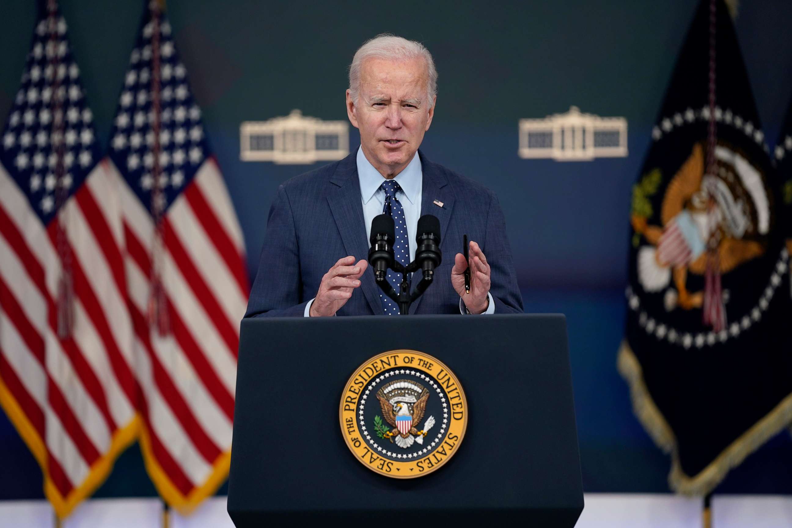 PHOTO: President Joe Biden speaks about the Chinese surveillance balloon and other unidentified objects shot down by the U.S. military, Feb. 16, 2023, in Washington.