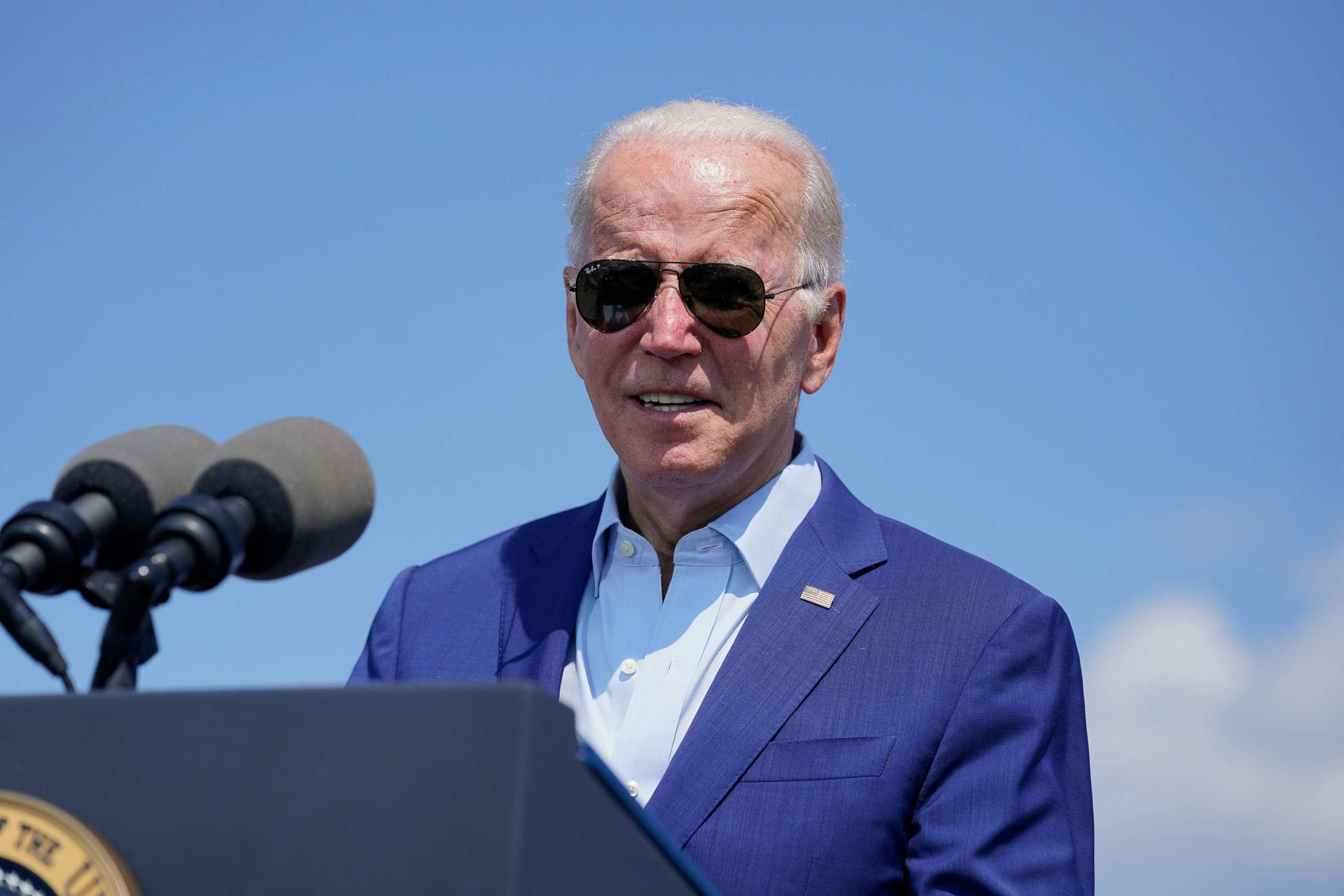 PHOTO: President Joe Biden speaks about climate change and clean energy at Brayton Power Station, on July 20, 2022, in Somerset, Mass.