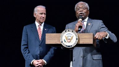 PHOTO: Vice President Joe Biden is introduced by Rep. James Clyburn at the CBC Spouses 17th Annual celebration of leadership in the fine arts at the Nuseum Museum, Sept. 24, 2014, in Washington, DC.