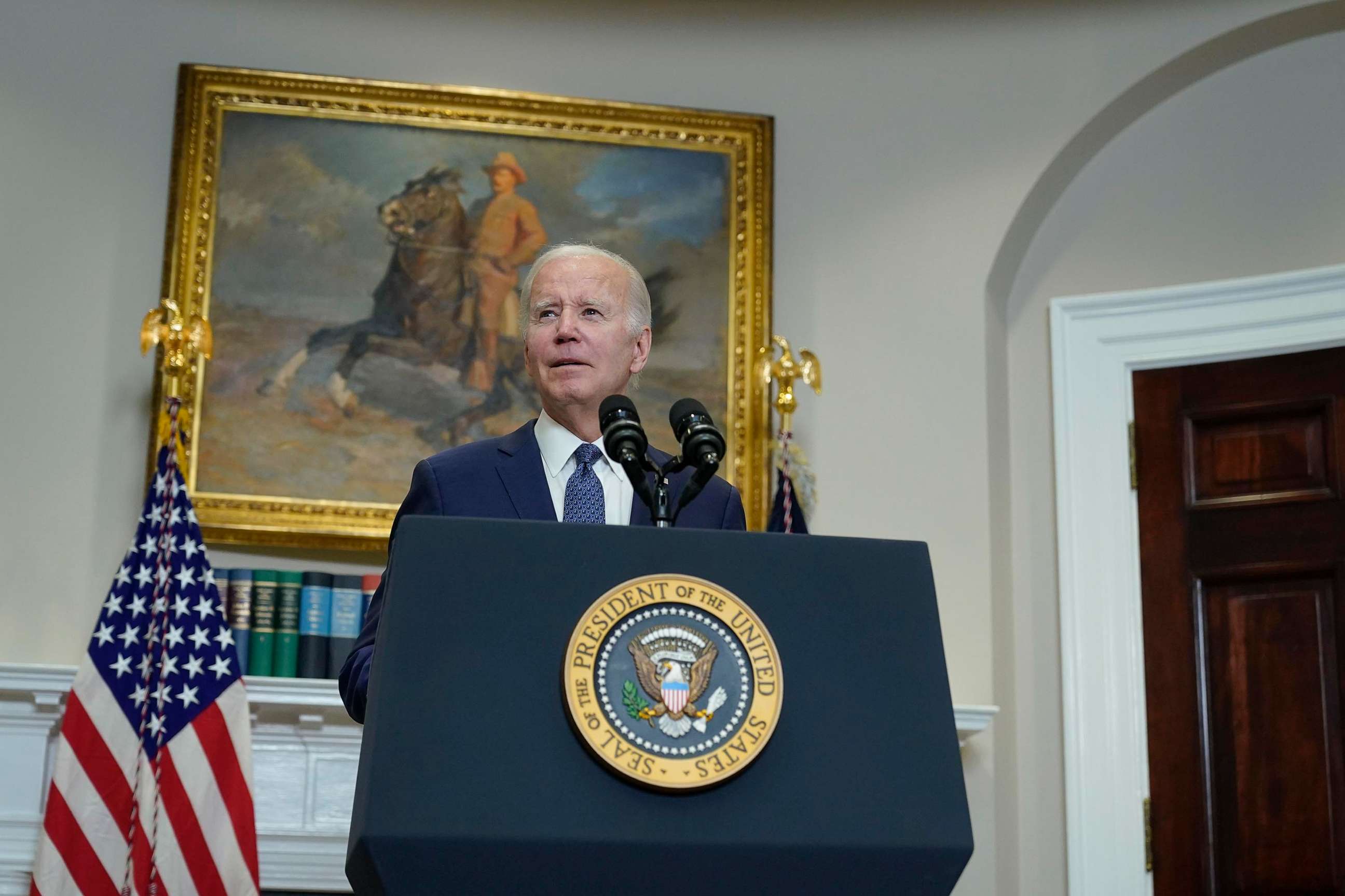 PHOTO: President Joe Biden speaks in the Roosevelt Room of the White House, on May 28, 2023, in Washington, D.C.