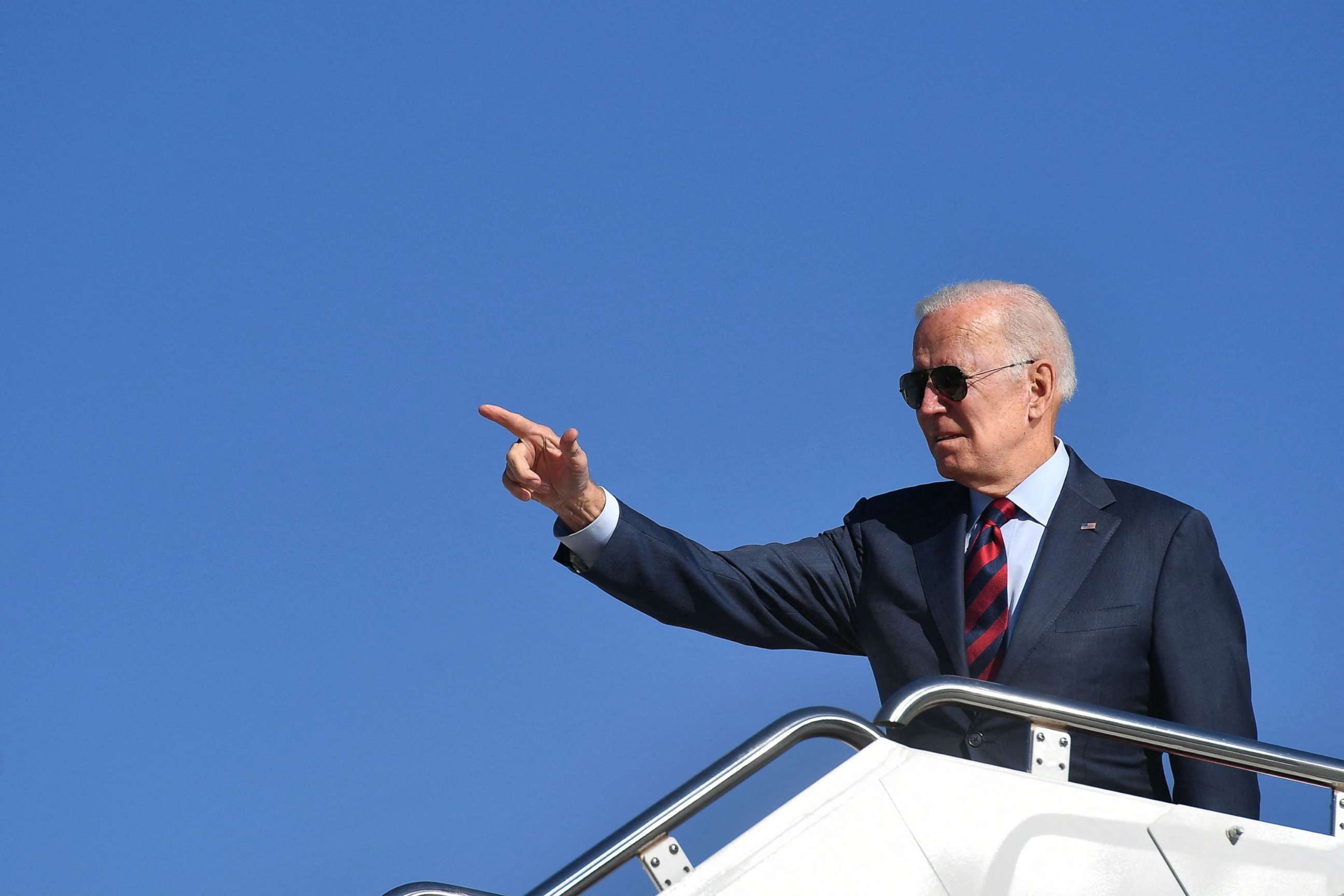 PHOTO: President Joe Biden boards Air Force One before departing from Andrews Air Force Base in Maryland, Nov. 16, 2021, for a trip to Woodstock, N.H., to promote his infrastructure bill.