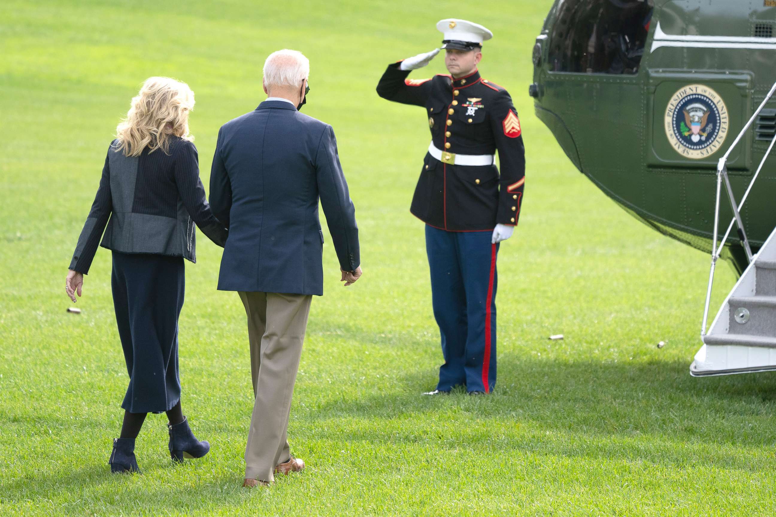 PHOTO: President Joe Biden and first lady Dr. Jill Biden depart the White House in Washington, D.C, on  Oct. 28, 2021, headed to Europe for the G20 Leader Summit in Rome and the UN Framework Convention on Climate Change in Glasgow.