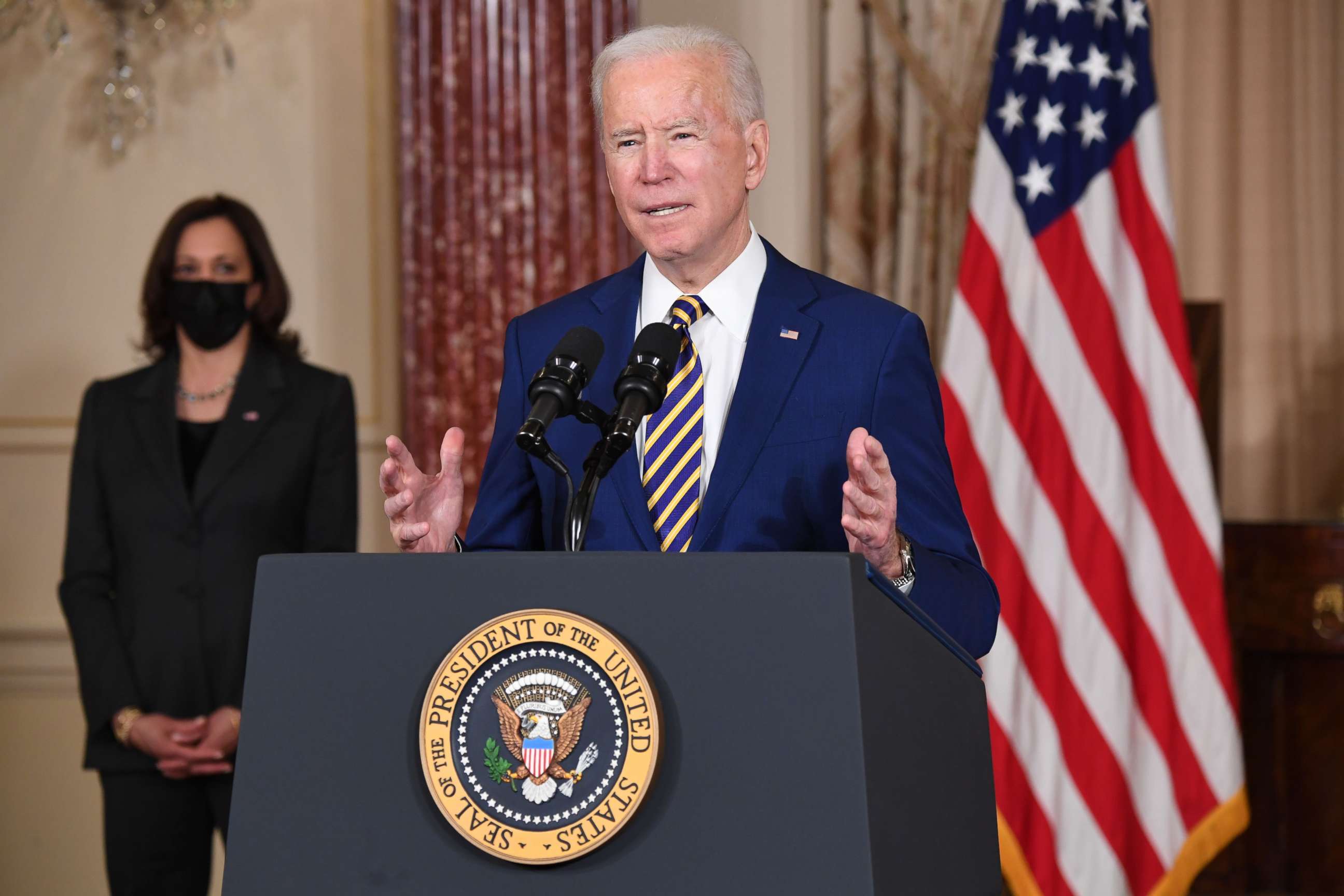 PHOTO: President Joe Biden speaks about foreign policy at the State Department in Washington, D.C., on Feb. 4, 2021.