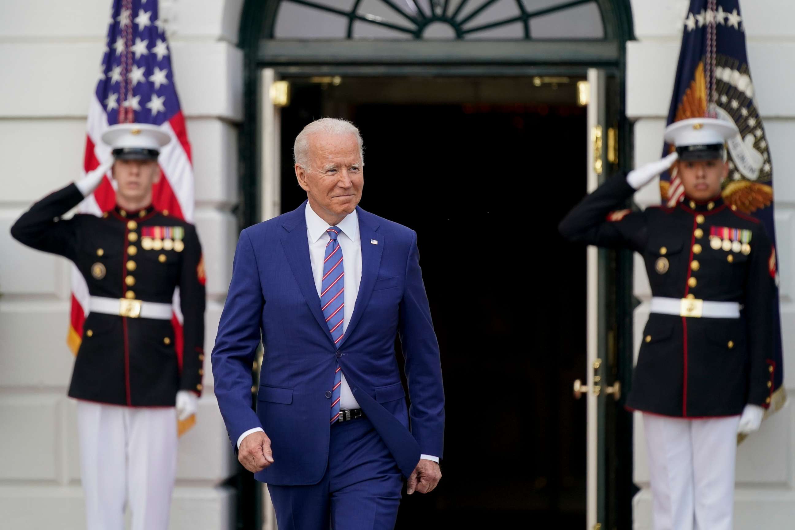 PHOTO: President Joe Biden arrives to speak during an Independence Day celebration on the South Lawn of the White House on July 4, 2021.