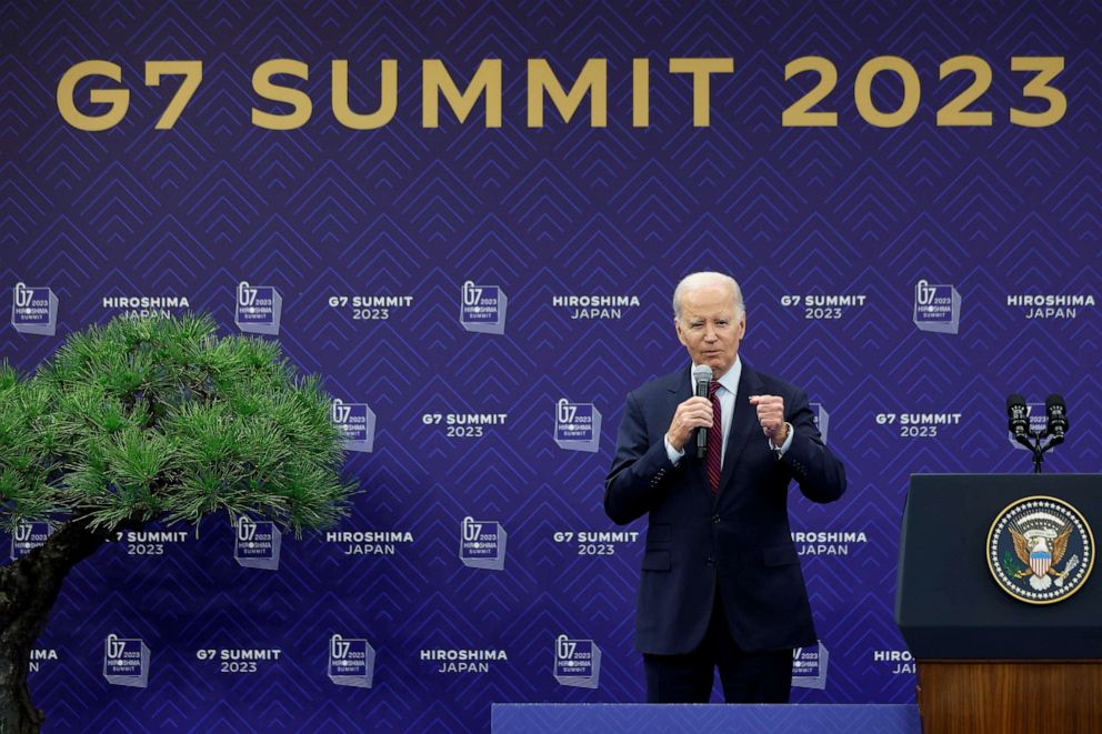 PHOTO: President Joe Biden speaks during a news conference following the Group of Seven (G7) leaders' summit in Hiroshima, western Japan, May 21, 2023.