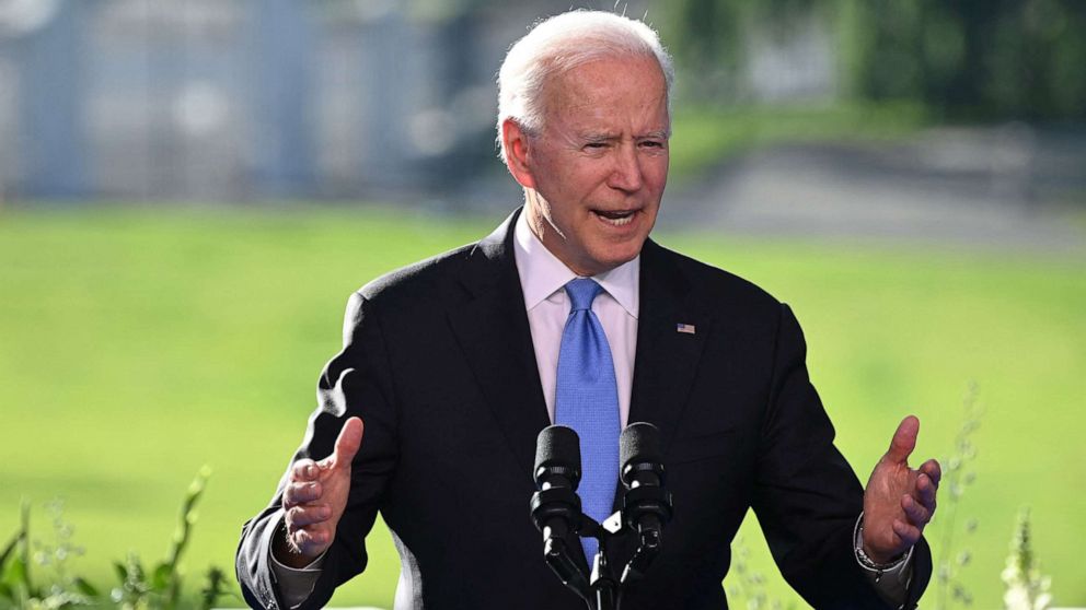 PHOTO: U.S President Joe Biden holds a press conference after the US-Russia summit in Geneva, June 16, 2021.