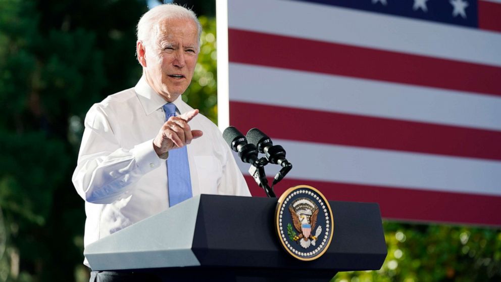 PHOTO: President Joe Biden speaks during a news conference after meeting with Russian President Vladimir Putin, June 16, 2021, in Geneva.