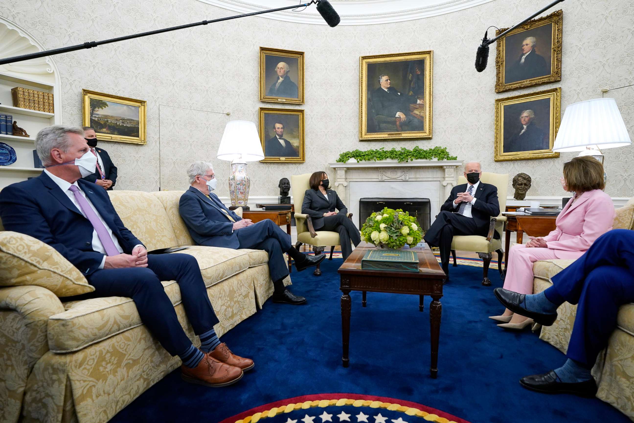 PHOTO: President Joe Biden speaks during a meeting with congressional leaders in the Oval Office of the White House, May 12, 2021, in Washington.