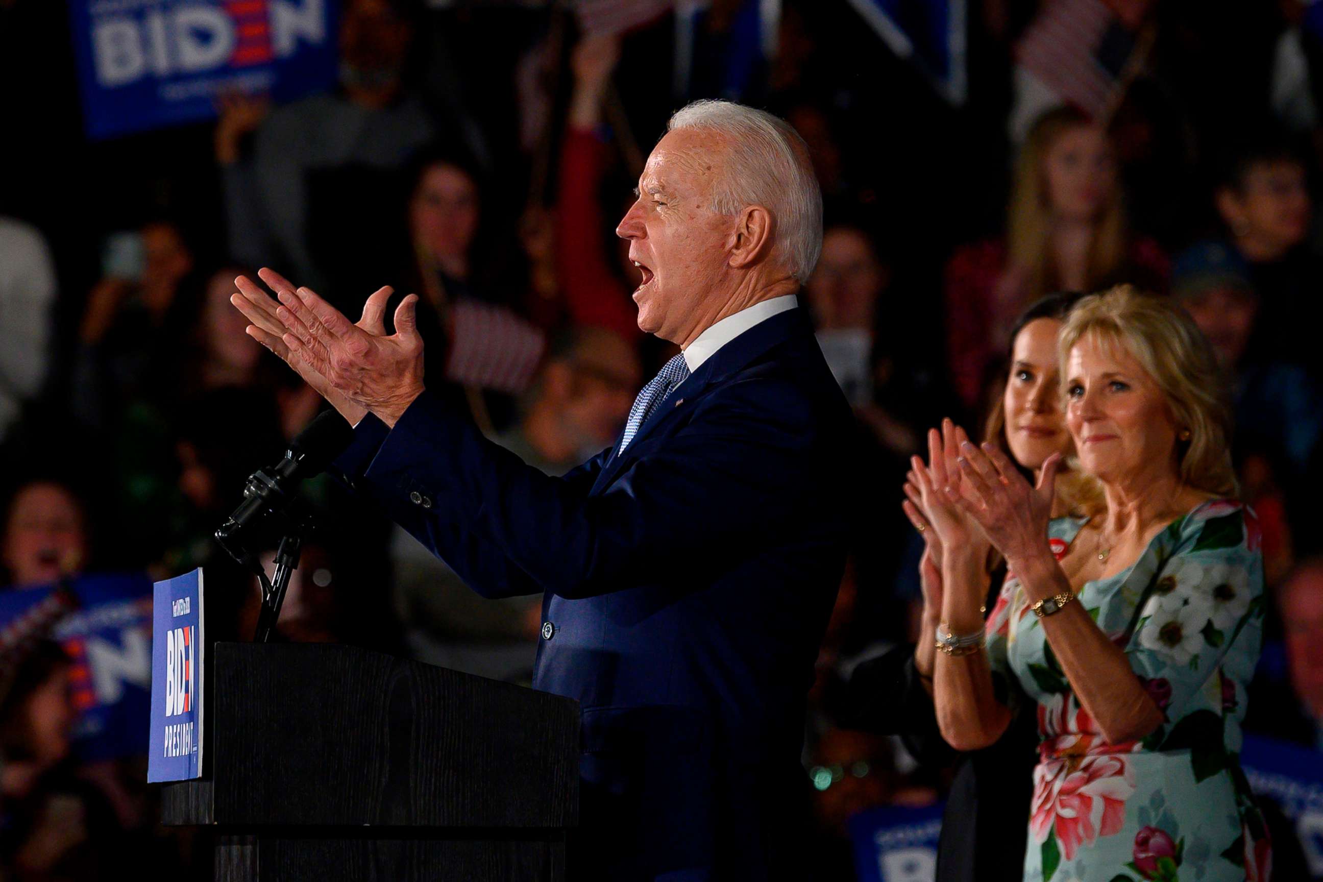 PHOTO: Democratic presidential candidate Joe Biden delivers remarks at his primary night election event in Columbia, S.C., Feb. 29, 2020.