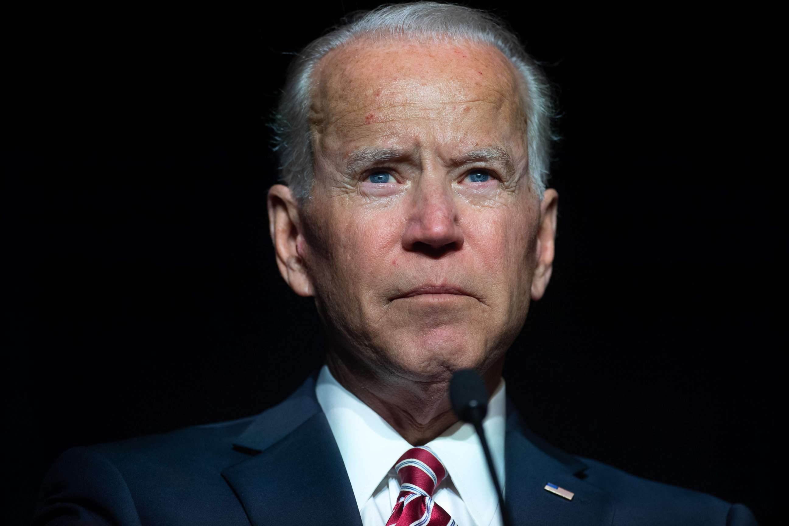 PHOTO: Former US vice president Joe Biden speaks during the First State Democratic Dinner in Dover, Del., March 16, 2019. 