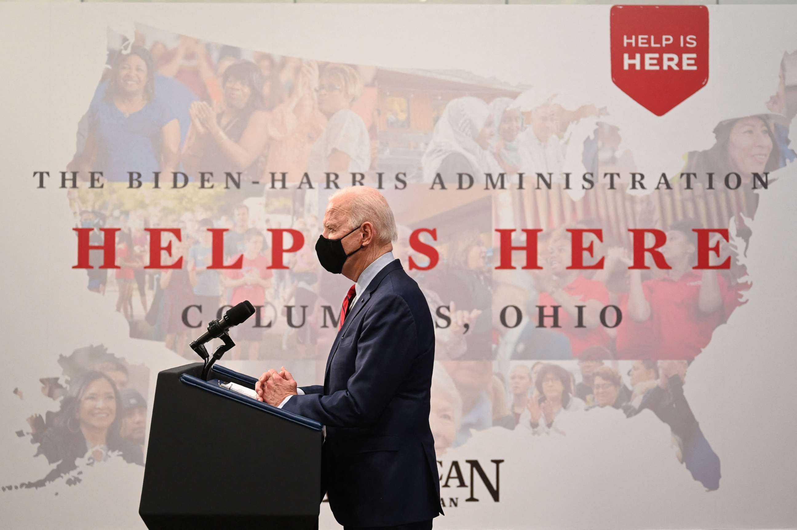 PHOTO: President Joe Biden gives remarks after touring the James Cancer Hospital and Solove Research Institute in Columbus, Ohio, March 23, 2021. 