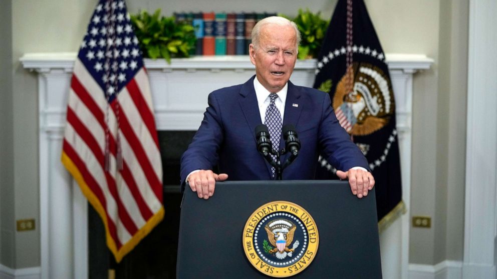PHOTO: President Joe Biden speaks about the situation in Afghanistan in the Roosevelt Room of the White House, Aug. 24, 2021.