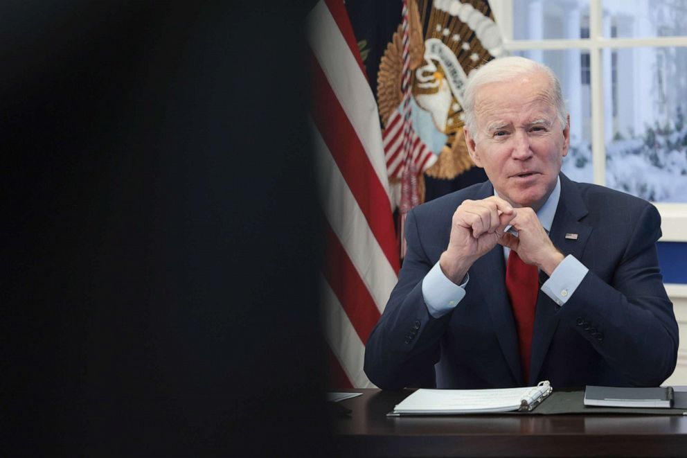 PHOTO: President Joe Biden speaks during a meeting of the White House COVID-19 Response Team, Jan. 4 , 2022, in Washington, D.C. 