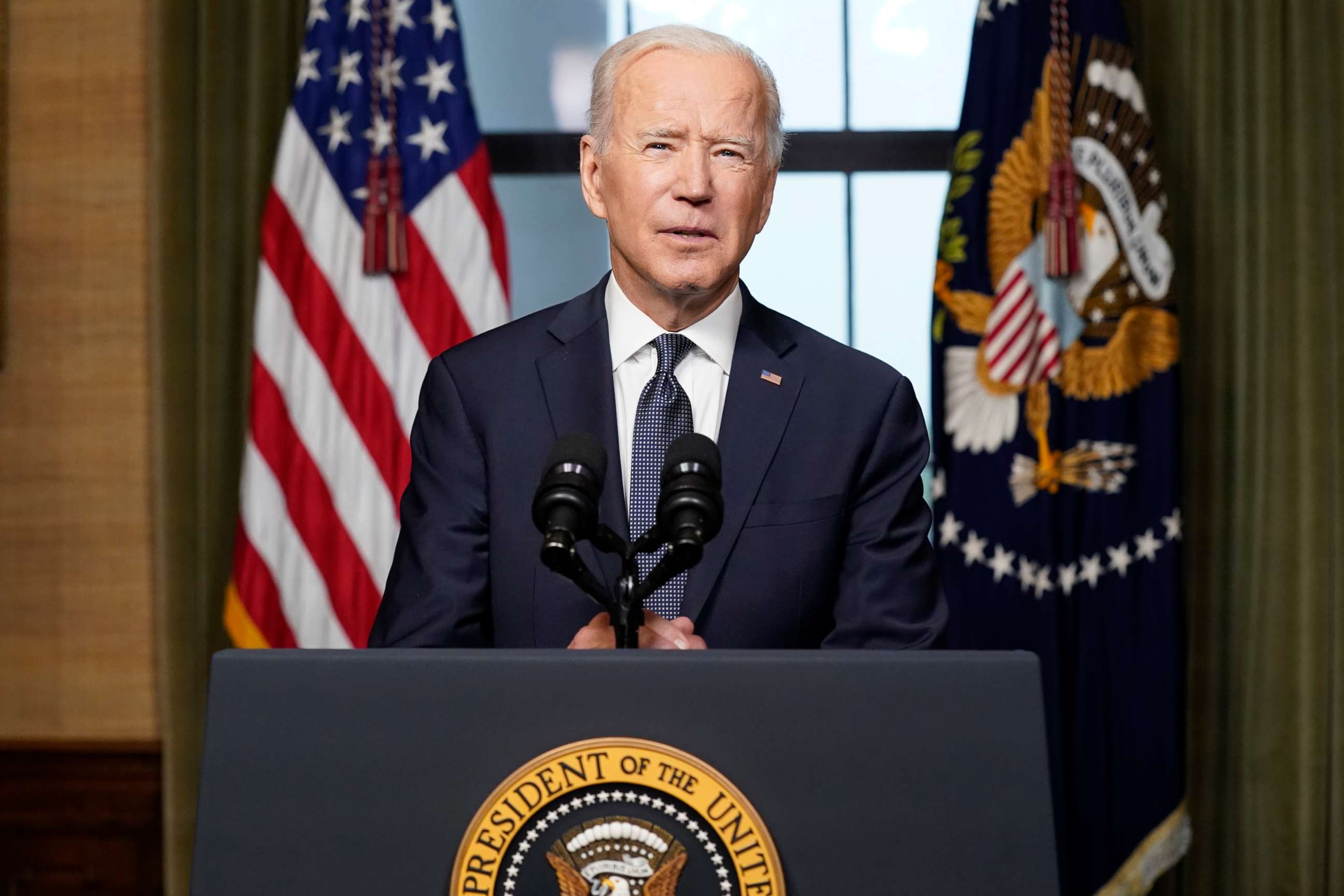 PHOTO: President Joe Biden speaks from the Treaty Room in the White House on April 14, 2021, in Washington, D.C.