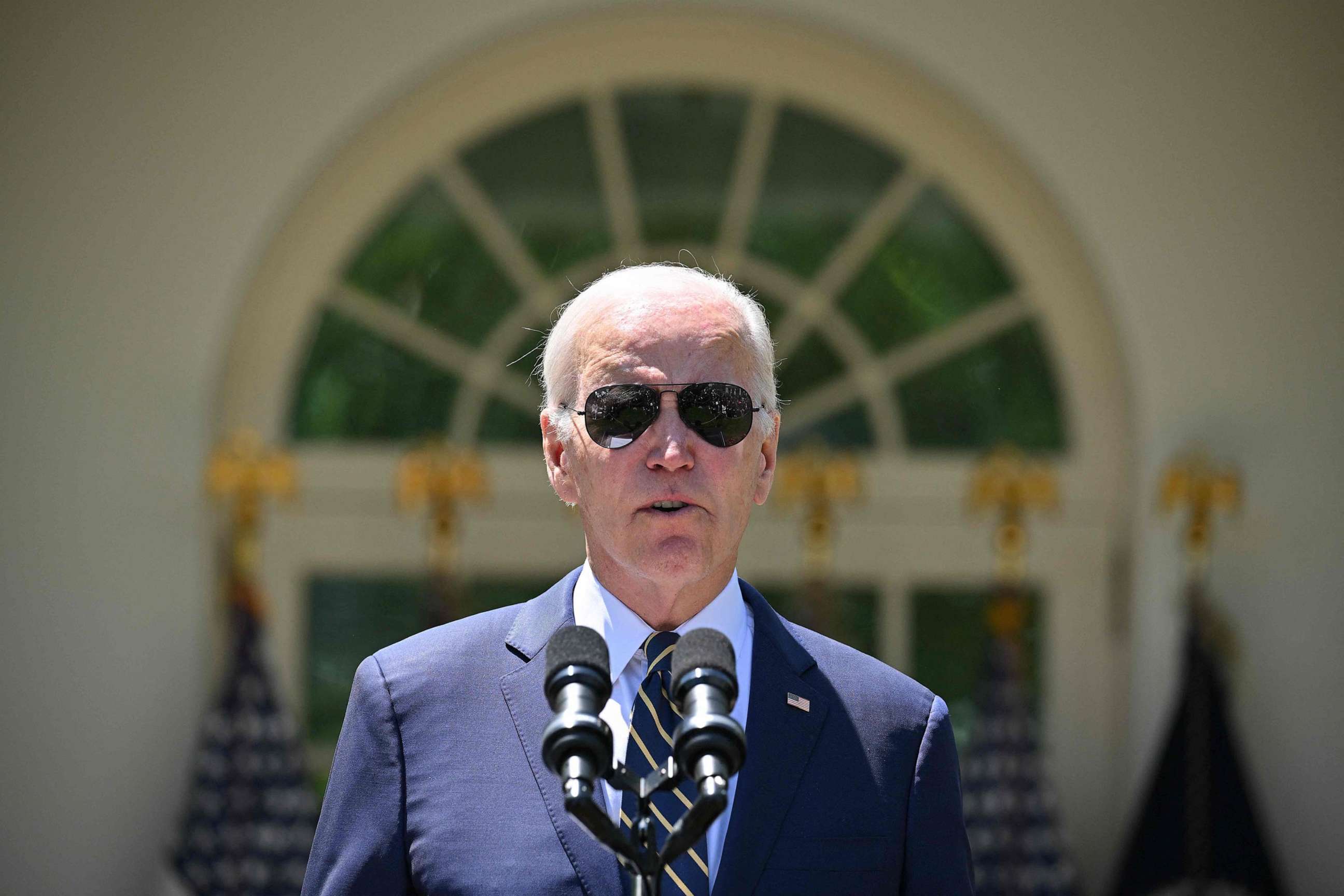 PHOTO: President Joe Biden announces his nomination of Air Force General Charles Brown, Jr., to serve as the next Chairman of the Joint Chiefs of Staff, in the Rose Garden of the White House in Washington, D.C., May 25, 2023.