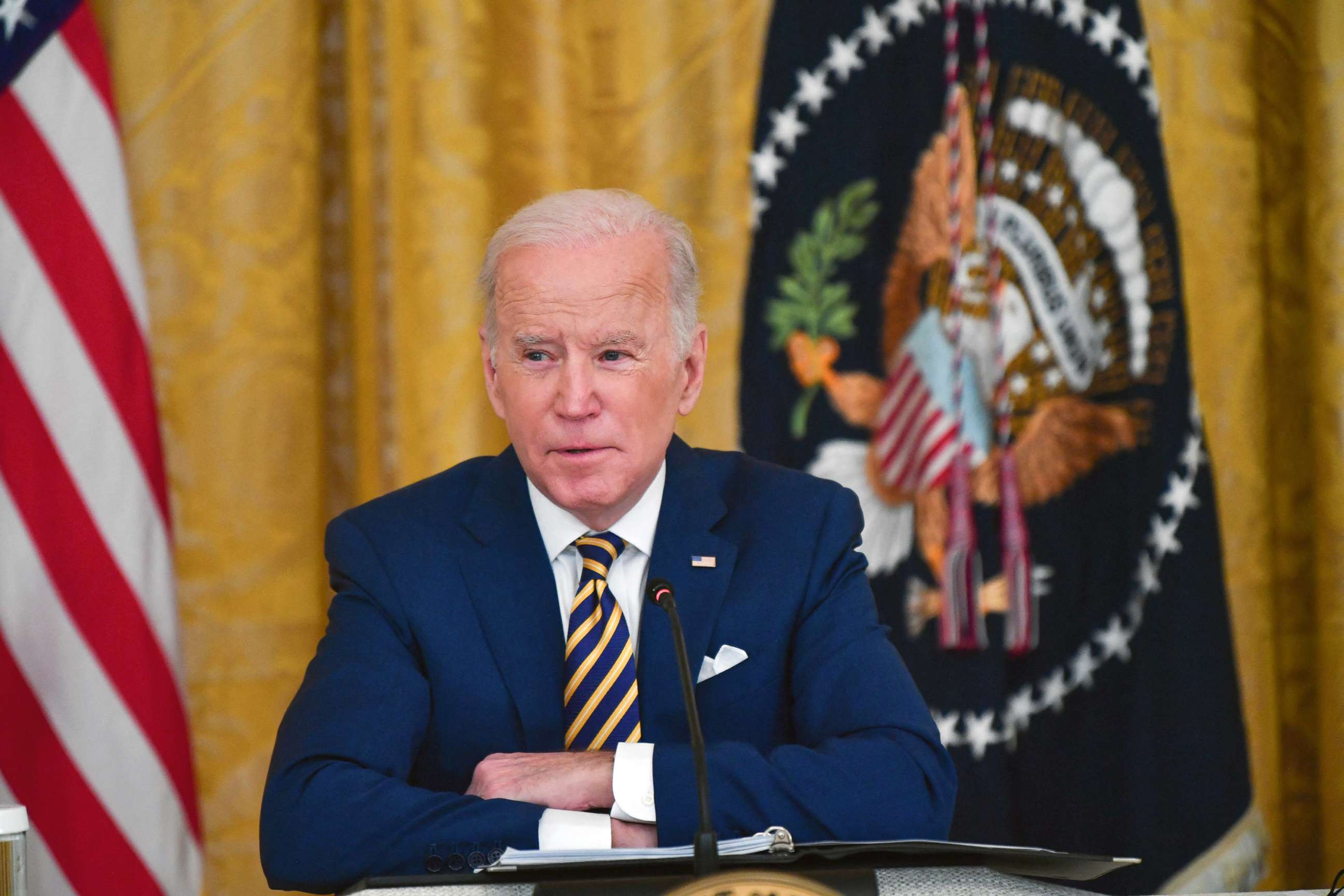 PHOTO: President Joe Biden speaks during a meeting with the National Governors Association at the White House in Washington, D.C., on Jan. 31, 2022.