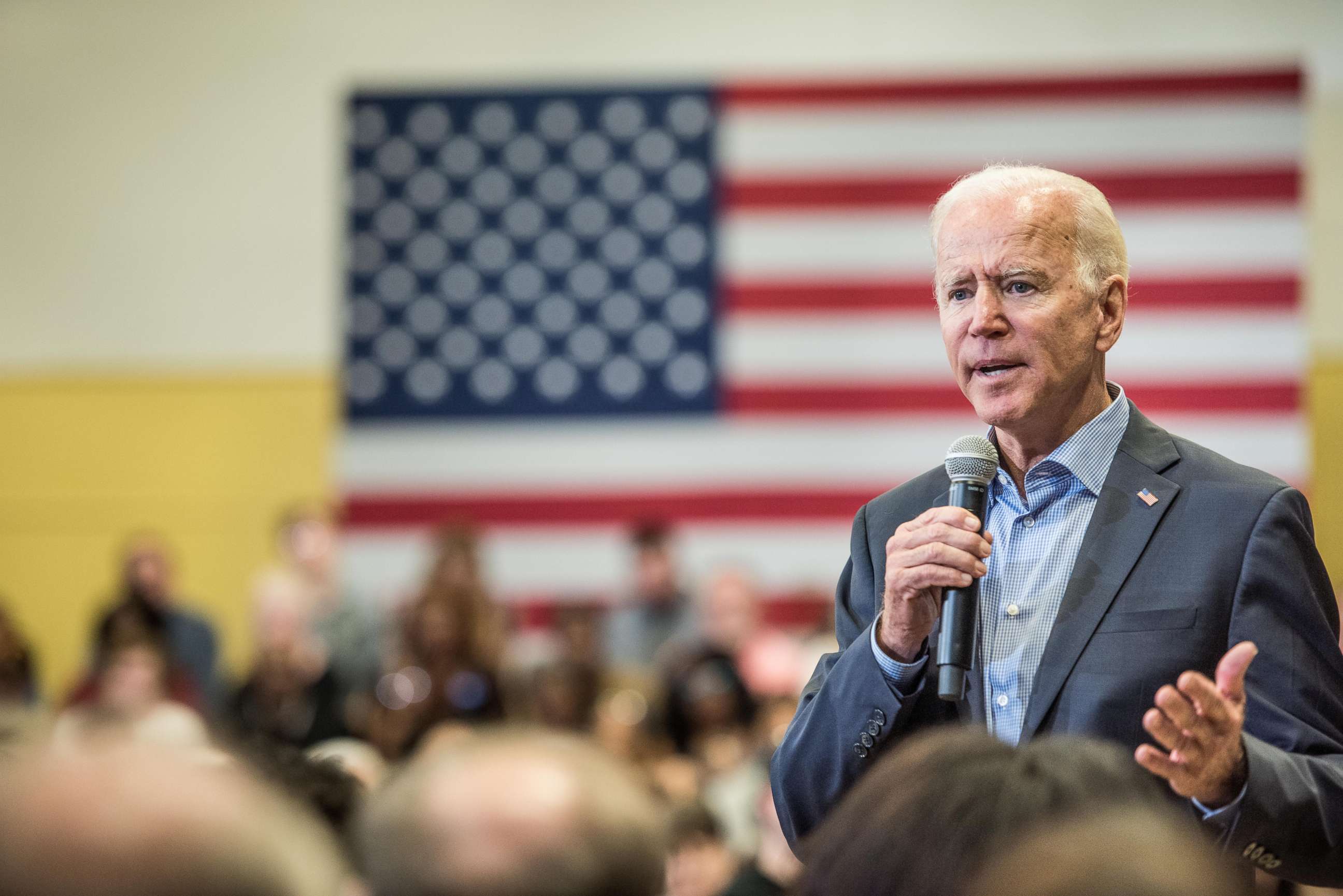 PHOTO: Democratic presidential candidate and former vice president Joe Biden addresses a crowd at a town hall event at Clinton College on Aug. 29, 2019, in Rock Hill, South Carolina. 