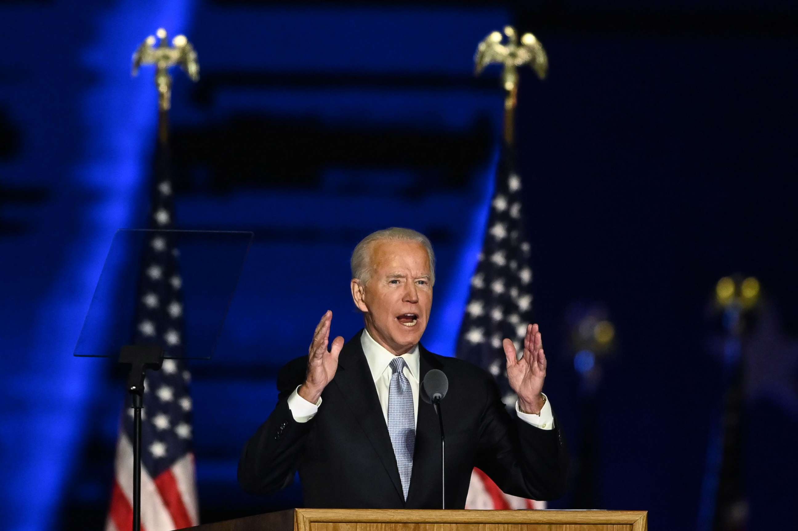 PHOTO: President-elect Joe Biden delivers remarks in Wilmington, Del., on Nov. 7, 2020.