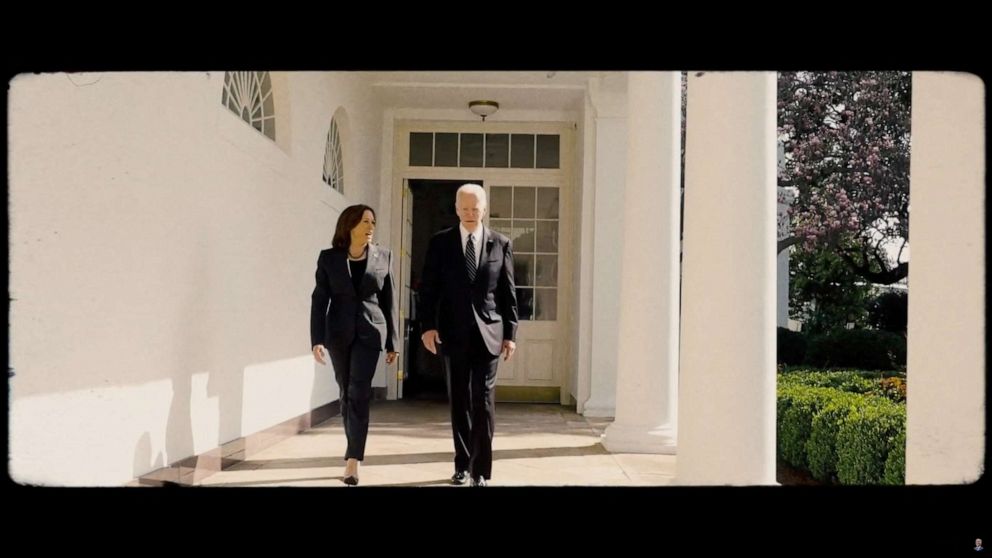 PHOTO: President Joe Biden is seen with Vice President Kamala Harris in this still image taken from his official campaign launch video published on April 25, 2023.