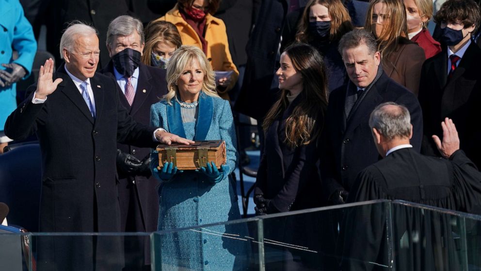 PHOTO: President-elect Joe Biden is sworn in as the 46th U.S. President, at the U.S. Capitol in Washington, Jan. 20, 2021.