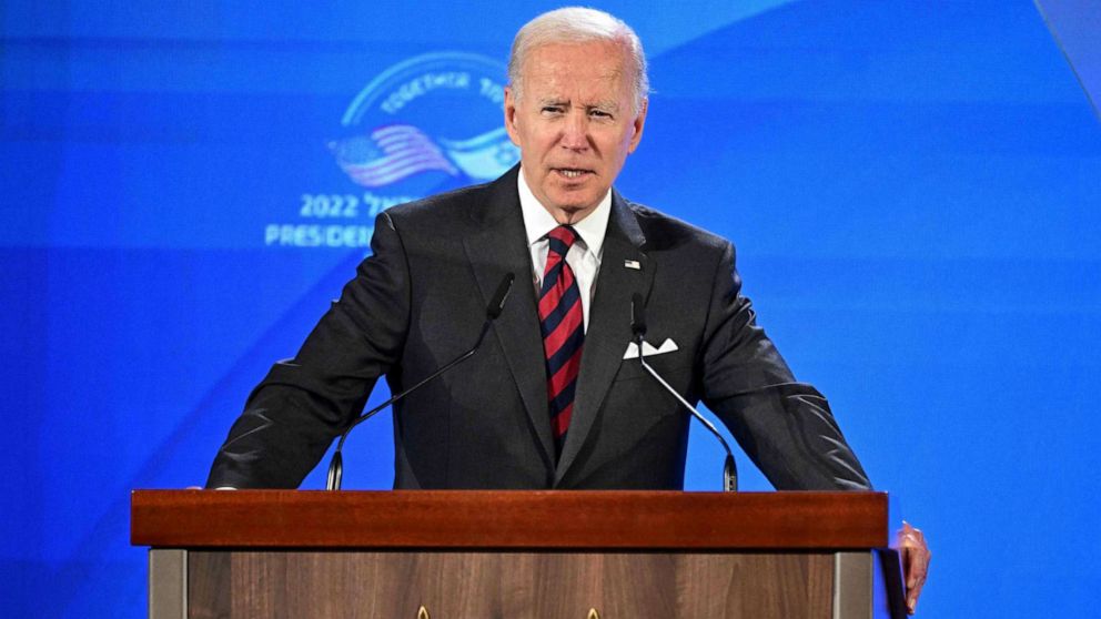 PHOTO: President Joe Biden speaks during a news conference with Israeli Prime Minister Yair Lapid at Waldorf Astoria Hotel in Jerusalem, Israel July 14, 2022.