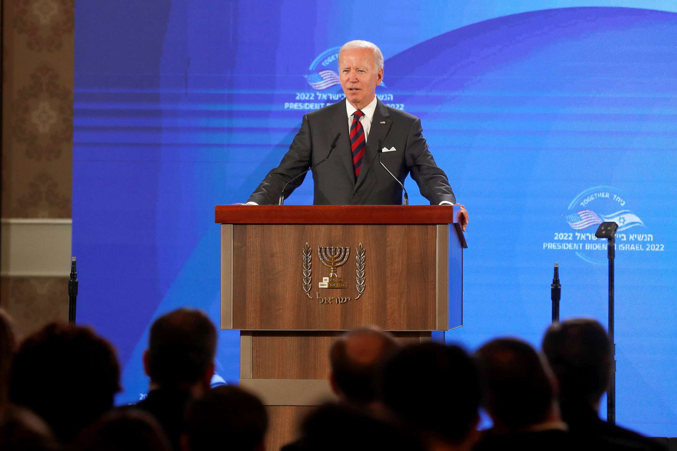 PHOTO: President Joe Biden speaks during a news conference with Israeli Prime Minister Yair Lapid at Waldorf Astoria Hotel in Jerusalem, Israel July 14, 2022.