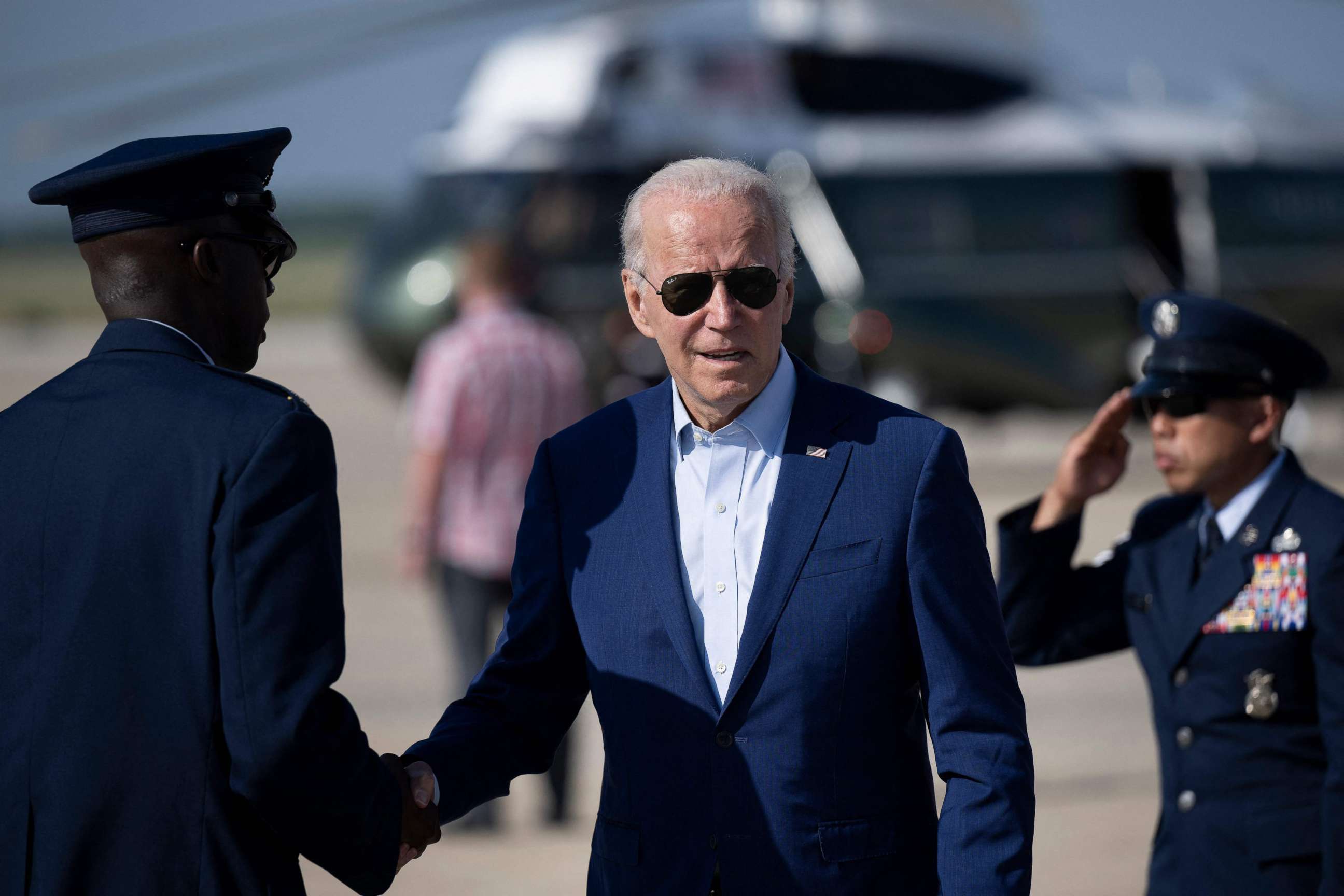 PHOTO: U.S. President Joe Biden disembarks Air Force One at Joint Base Andrews in Maryland on July 20, 2022.